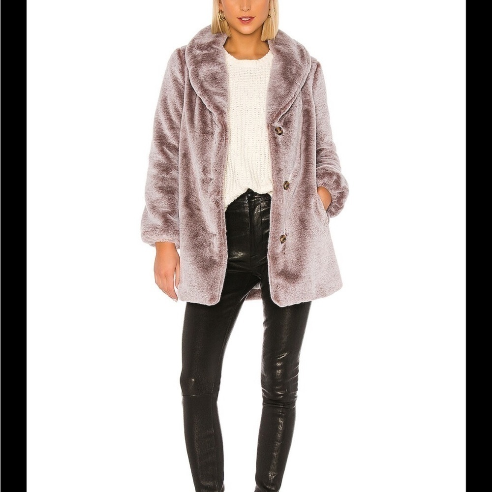 Revolve MAJORELLE Brinley Faux Fur Collared Boho Coat Jacket Arctic Size S